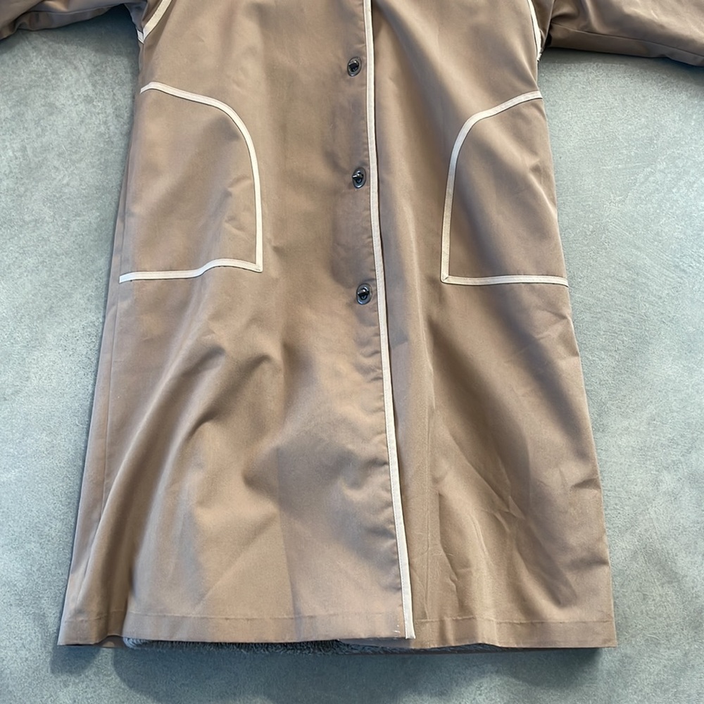 Women's Tan Coat with White Trim - Picture 4 of 7